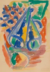 Kleines Strandgut 2 by Hubert Schmalix, 1981, gouache on paper; framed, sold Dec 2022