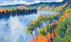 Thomas Metlewicz, Danube - Dürnstein, 2005, oil on canvas; framed