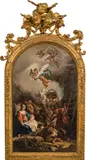 Francesco Fontebasso, The Adoration of the Shepherds, c. 1750, oil on canvas, round-arched at the top; carved original Venetian frame