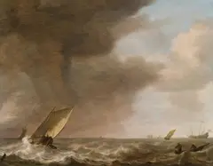 Simon de Vlieger, Storm on the Meuse, oil on panel