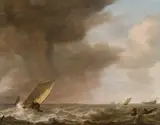 Simon de Vlieger, Storm on the Meuse, oil on panel