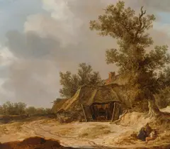 Jan van Goyen, Barn and Farmhouse under an Oak Tree, oil on panel