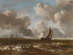 Jacob van Ruisdael, Storm on the seashore, oil on canvas