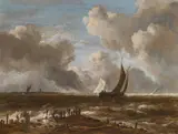Jacob van Ruisdael, Storm on the seashore, oil on canvas