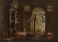 Francesco Monti, Belshazzar's feast, oil on canvas