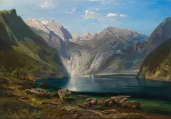 View over the Königssee by August Schaeffer von Wienwald, 1861, oil on canvas, sold Nov 2022