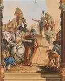 Eugenio Benvenuti, The Meeting of Antony and Cleopatra (after Tiepolo), pencil, watercolour and tempera on paper, mounted on cardboard