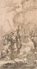 Bernard Picart, Mythological Scene, India ink in black, wash, slight white heightenings