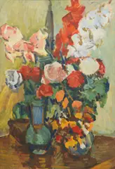 Leon Abramowicz, Floral still life, oil on paper on canvas; framed