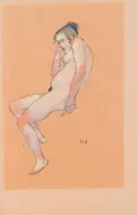 Robin Christian Andersen, Female nude, mixed media on paper; unframed