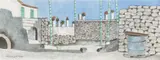 Herbert Breiter, Mediterranean village, 1985, gouache on paper