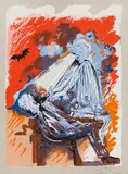 Salvador Dalí, Der Zahnarzt", from the 11-part serigraph cycle "Die Professionen, 1980, Serigraph in 13 colours on sterling silver foil; framed