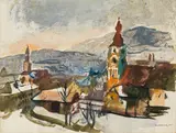 Josef Dobrowsky, Village view with church