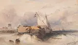 Eduard Hildebrandt, Seascape with sailing boats, 1842, watercolour on paper, unframed