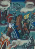 Rudolf Holzinger, Horseman, mixed media on paper; framed