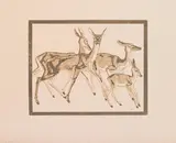 Hinds ("Schönbrunner Tiertypen") by Ludwig Heinrich Jungnickel, colour woodcut on paper; unframed, sold Oct 2022