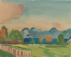 Ferdinand Kitt, Landscape, watercolour on paper; framed