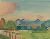 Ferdinand Kitt, Landscape, watercolour on paper; framed