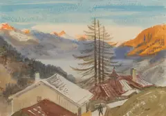 Ferdinand Kitt, By the lake, pastel, gouache on paper; framed