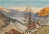 Ferdinand Kitt, By the lake, pastel, gouache on paper; framed