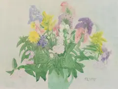 Ferdinand Kitt, Floral still life, 1959, watercolour on paper; framed