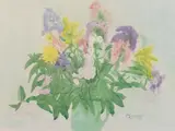 Ferdinand Kitt, Floral still life, 1959, watercolour on paper; framed