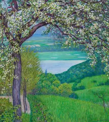 Wilhelm List, Spring landscape with blossoming tree, oil on canvas; framed