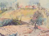 Oskar Laske, Styrian landscape, watercolour on paper; framed