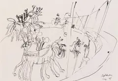 Circus by Kurt Moldovan, 1969, India ink on paper; unframed, sold Oct 2022