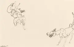 Barking dog by Kurt Moldovan, 1964, India ink on Ingrespapier; framed, offered Oct 2022