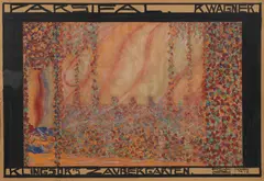 Erwin Dom Osen, Stage design for "Klingsor's Zaubergarten" from Parsifal by Richard Wagner, 1913, mixed media on paper; framed