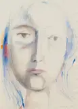 Ernst Paar, Portrait of a woman, 1969, mixed media on paper; framed