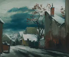 Victor Pipal, Motiv aus Simmering, Krausegasse, oil on hardboard; framed
