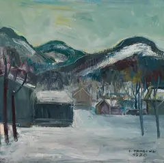 Stefan Praschl, Winter landscape, Lilienfeld, 1970, oil on hardboard; framed