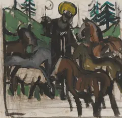 Oswald Roux, St. Leonhard, mixed media on paper; framed