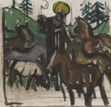 Oswald Roux, St. Leonhard, mixed media on paper; framed