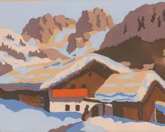 Robert A. Saurwein, Wilder Kaiser, colour woodcut on paper; framed