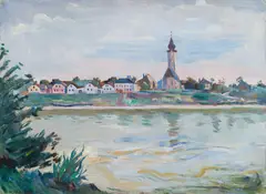 Wolfgang Schönthal, By the Danube, 1950, oil on canvas; framed