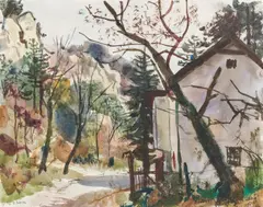 Ernst Schrom, Baden, 1968, watercolour, gouache on paper; unframed