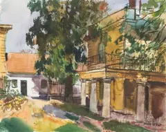 Ernst Schrom, Baden, 1965, watercolour, gouache on paper; unframed