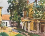 Ernst Schrom, Baden, 1965, watercolour, gouache on paper; unframed