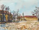 Ernst Schrom, Laxenburg, 1962, watercolour, gouache on paper; unframed