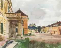 Ernst Schrom, Laxenburg, 1967, watercolour, gouache on paper; unframed