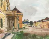 Ernst Schrom, Laxenburg, 1967, watercolour, gouache on paper; unframed