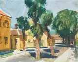 Ernst Schrom, Baden, Hildegardgasse, 1965, watercolour, gouache on paper; unframed