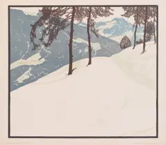Josef Stoitzner, Aus den Tauern, colour woodcut on paper; unframed