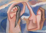 Kurt Weber, Bathers, watercolour, gouache on paper; framed