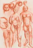 Oskar Bottoli, Various Studies, 1989, mixed media on paper; unframed
