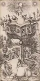 Ernst Fuchs, The Conception of the Unicorn, 1951, etching; framed