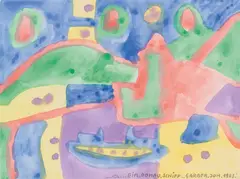 Johann Garber, Ein Donauschiff, 1988, watercolour on paper; unframed